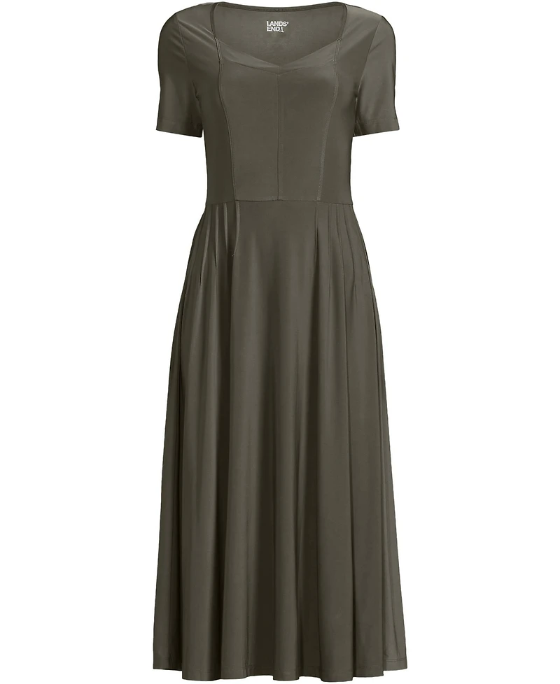 Lands' End Women's Silky Knit Sweetheart Midi Dress