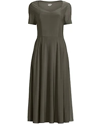 Lands' End Women's Silky Knit Sweetheart Midi Dress