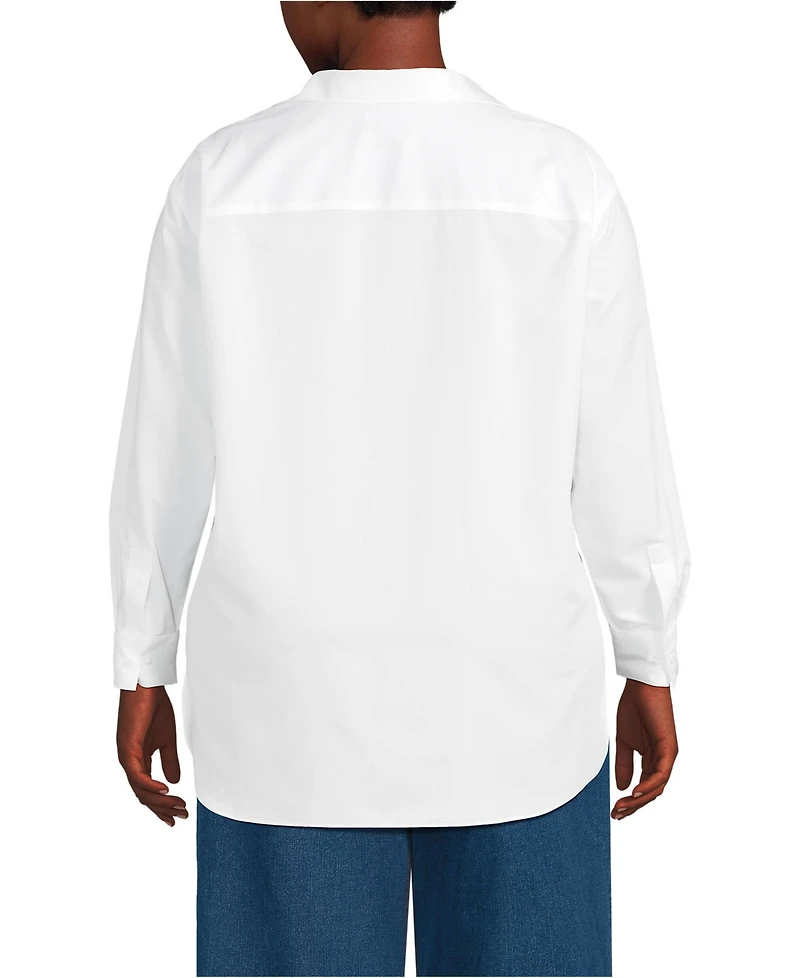 Lands' End Plus Oversized No Iron Tunic with Statement Collar Shirt