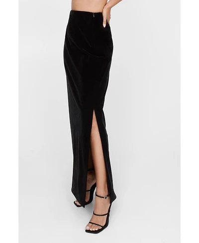 Nasty Gal Women's Velvet High Waist Side Split Maxi Skirt