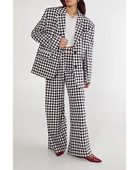Nasty Gal Women's Gingham Tailored Wide Leg Pants