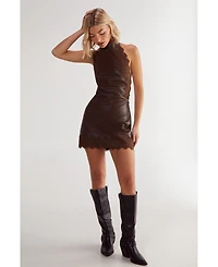 Nasty Gal Women's Faux Leather Tie Back Halter Dress
