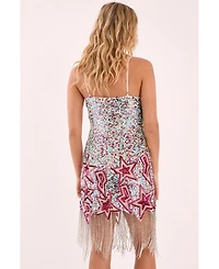 Nasty Gal Women's Star Embellished Tassel Hem Mini Dress