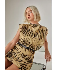 Nasty Gal Women's Chiffon High Neck Ruched Mini Dress