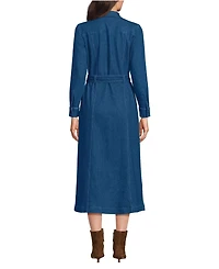 Lands' End Women's Petite Soft Denim Midi Shirt Dress