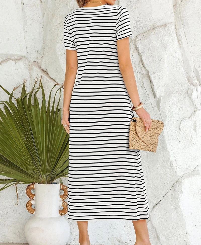 Cupshe Women's Timeless Tune Striped Maxi Beach Dress