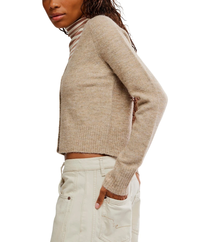 Free People Women's V-Neck Cropped Cardigan Sweater