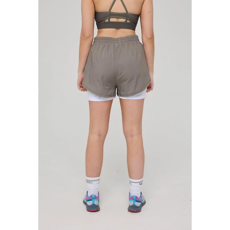 Oosc Women's Elite 2 1 Running Shorts - Khaki