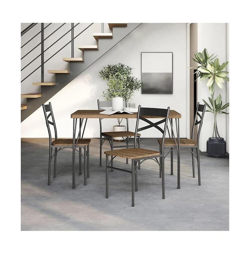 Enitial Star Kelle Transitional Metal 5-Piece Dining Set in Dark Bronze