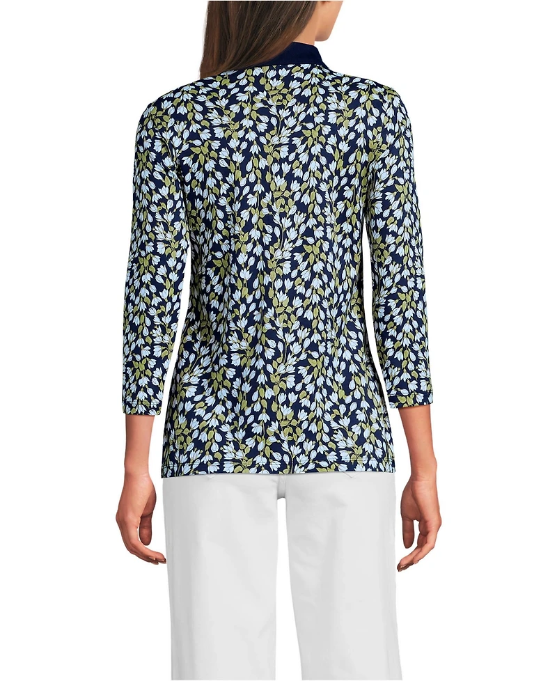 Lands' End Women's Tall 3/4 Sleeve Supima Cotton Polo Shirt