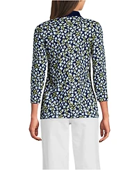 Lands' End Women's Tall 3/4 Sleeve Supima Cotton Polo Shirt