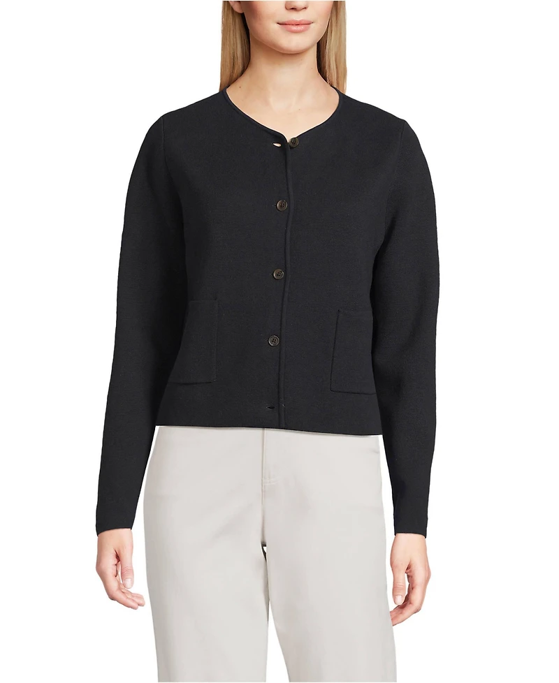 Lands' End Women's Fine Gauge Cotton Milano Blazer Sweater