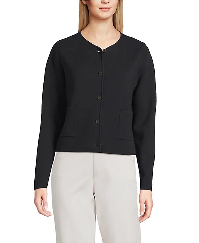 Lands' End Women's Fine Gauge Cotton Milano Blazer Sweater