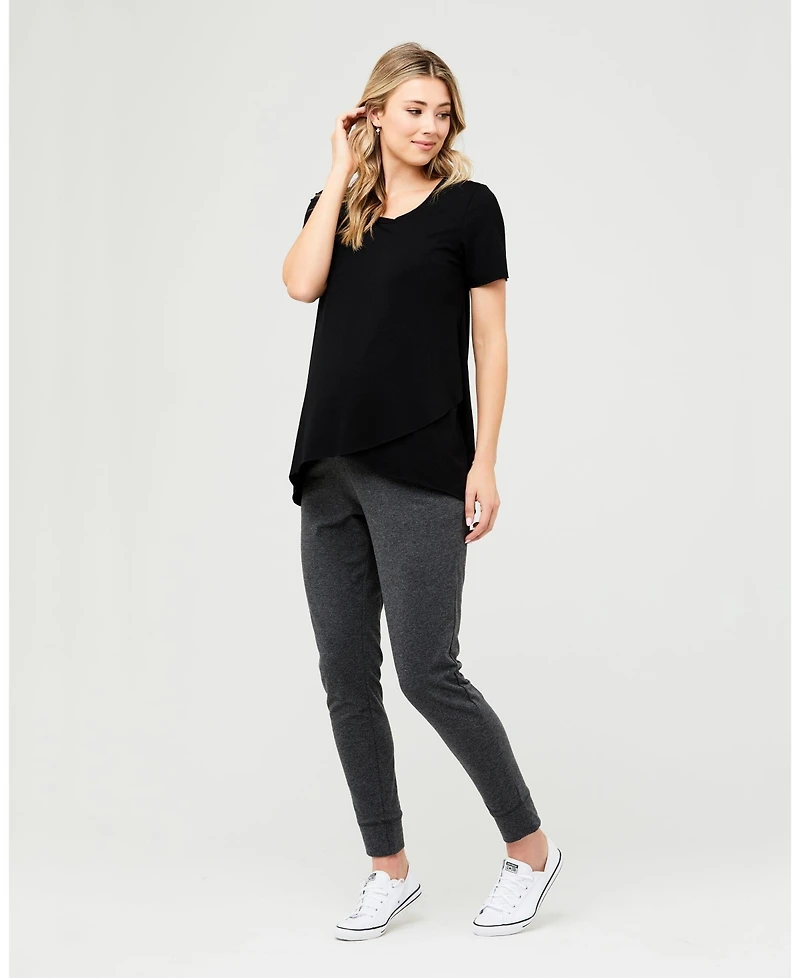 Ripe Maternity Maternity Comfortable Black Short Sleeve Nursing Top