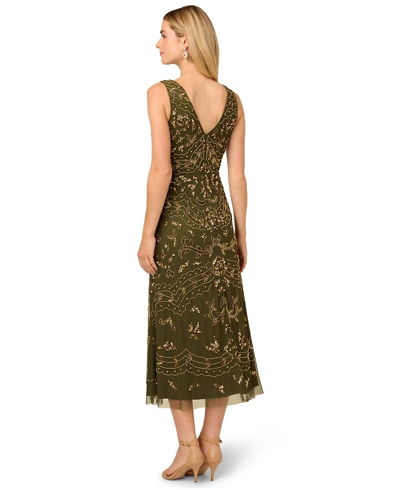 Adrianna Papell Petite Beaded Sleeveless Dress