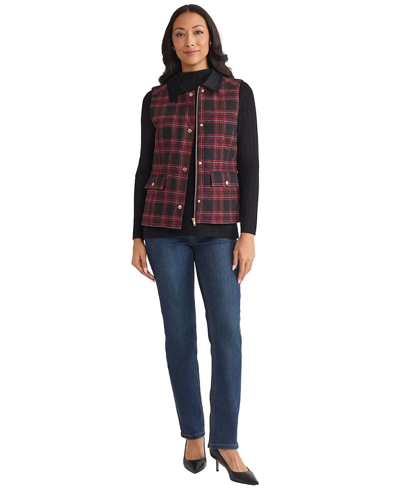 Jones New York Women's Snap Front Collar Vest Jacket