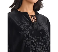 Jones New York Women's Embroidered Long Sleeve Top