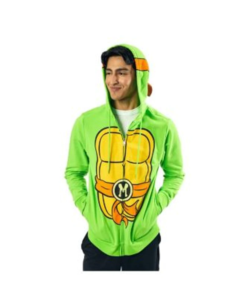 Teenage Mutant Ninja Turtles Michelangelo Long Sleeve Mens Green Cosplay Hoodie Medium