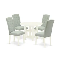 East West Furniture Dining Room Set Linen White, SUCE5-lwh-15