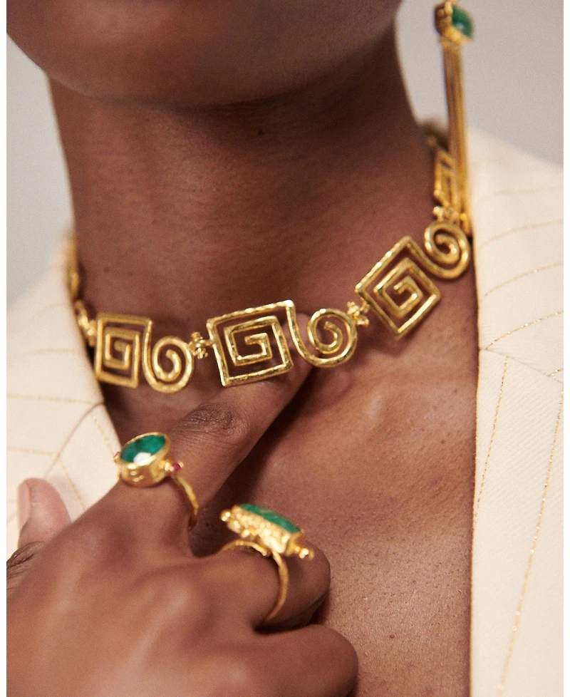 Ottoman Hands Megara Geometric Spiral Necklace