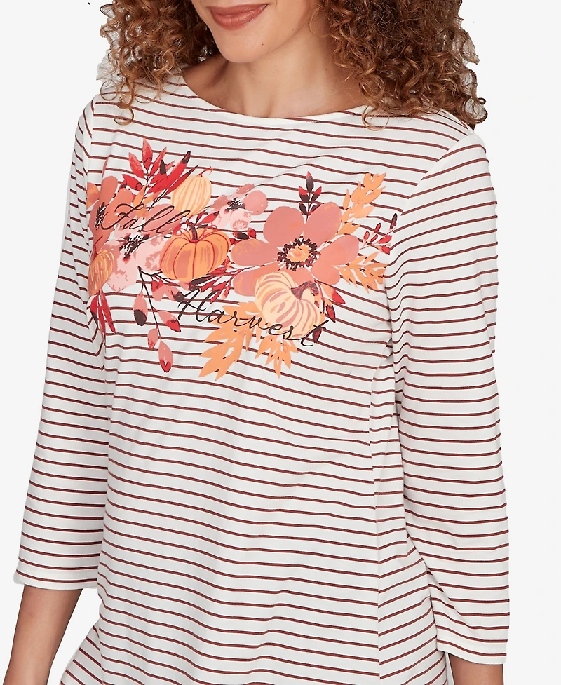 Ruby Rd. Petite Fall Harvest Striped Knit Top