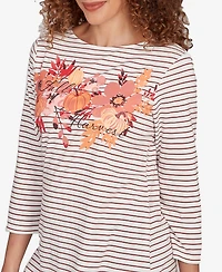 Ruby Rd. Petite Fall Harvest Striped Knit Top