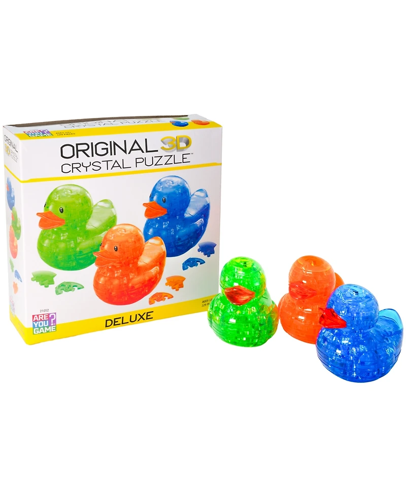 AreYouGame.com 3D Crystal Puzzle Deluxe Rubber Ducks 3-Pack, 129 Pieces