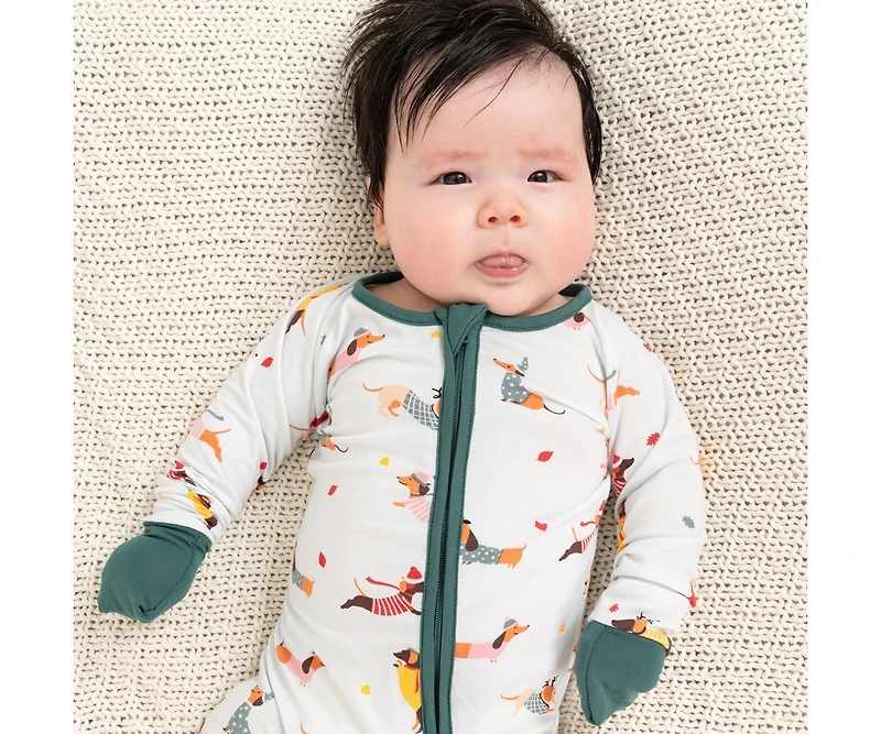 Leveret Baby Footed Bamboo Pajamas, Dogs Print, Matching Family Christmas Pajamas