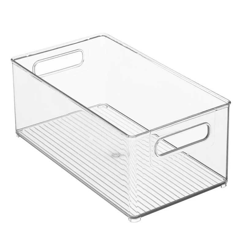 iDesign Plastic Stackable Fridge Bin with Handles, Clear