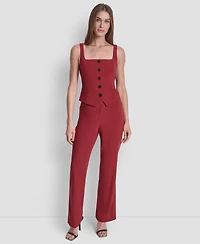 Dkny Women's Square Neck Button Front Vest
