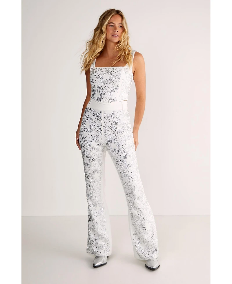 Nasty Gal Women's Star Diamante Tailored Flare Trousers