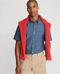 Lands' End Big & Tall Short Sleeve Button Down Chambray Shirt