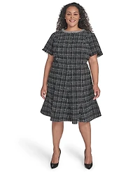 Eliza J Plus Tweed Fit & Flare Dress