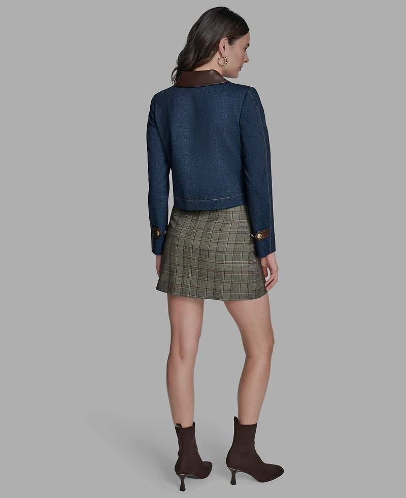 Bcbg Women's Collared Long Sleeve Denim Jacket
