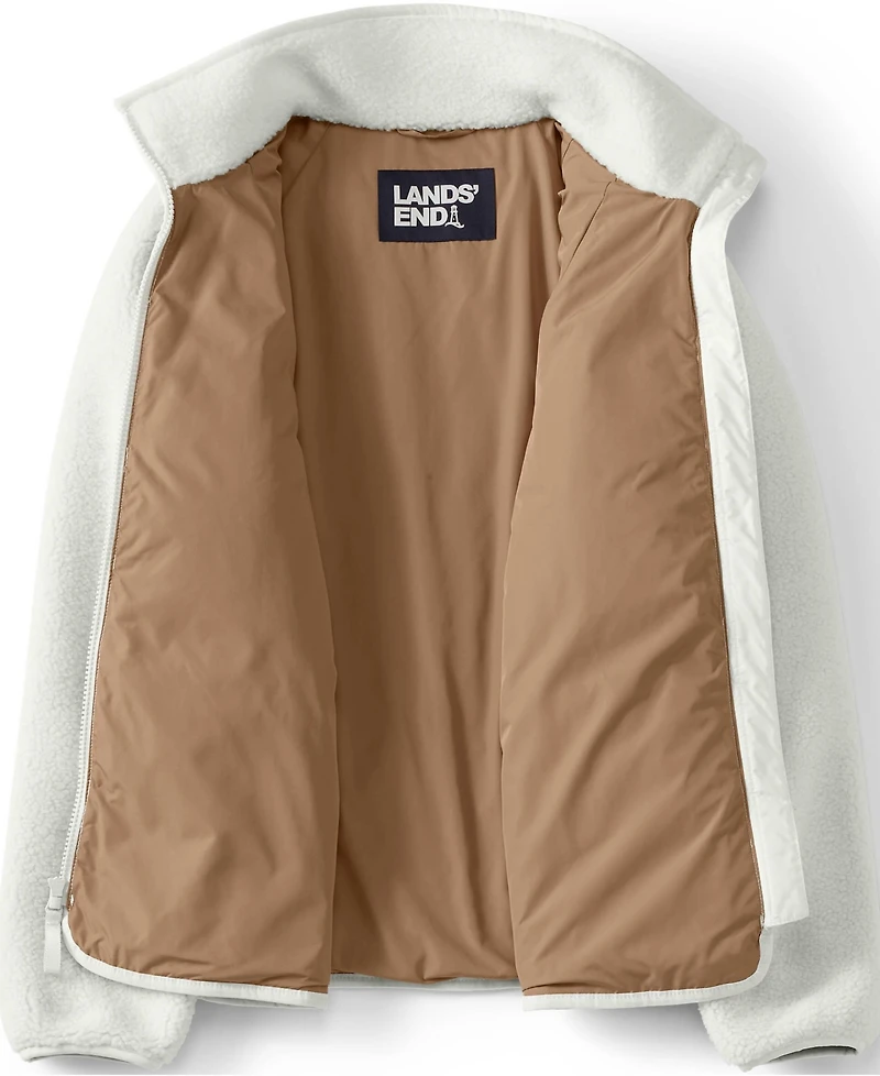 Lands' End Plus Mixed Media High Pile Fleece Jacket