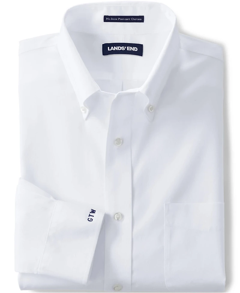 Lands' End Men's Traditional Fit Solid No Iron Supima Pinpoint Button-down Collar Dress Shirt