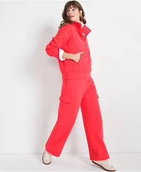 Lands' End Women's Serious Sweats High Rise Wide Leg Cargo Pant - Set Bottom