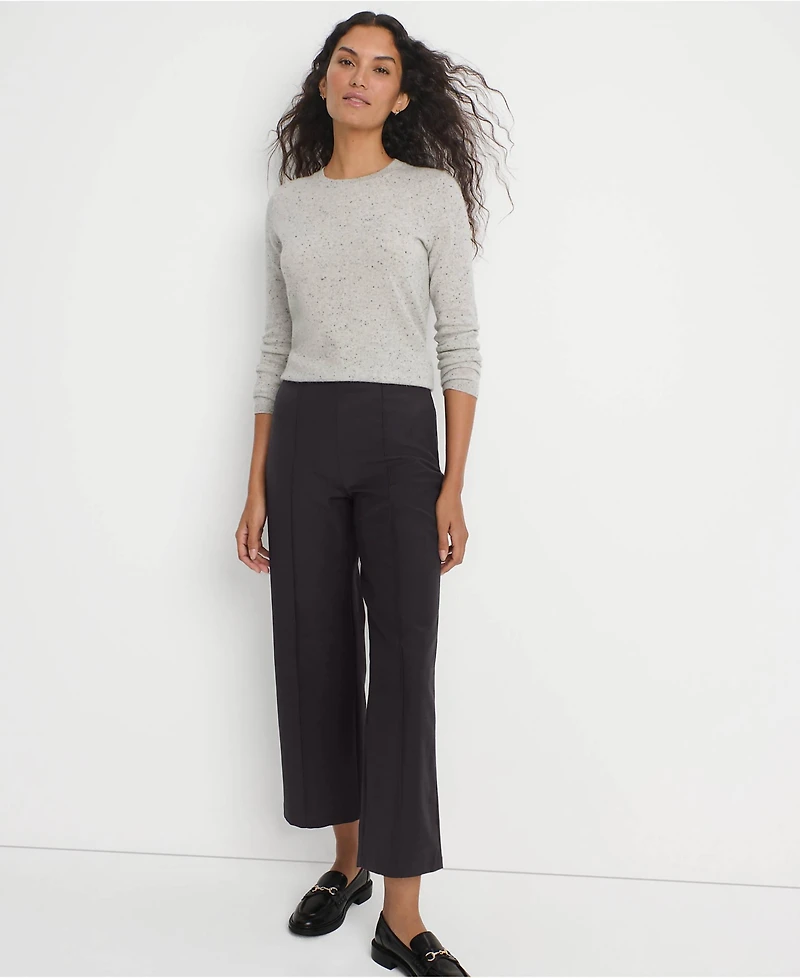 Lands' End Women's Bi Stretch High Rise Pintuck Wide Leg Crop Pants