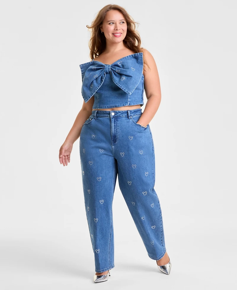 Disney | Macy's Plus Denim Minnie Mouse Bow Top Embellished with Crystals by Swarovski, Exclusive