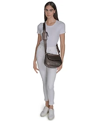 Calvin Klein Women's Bella Metallic Adjustable Crossbody with Signature Zippered Pouch
