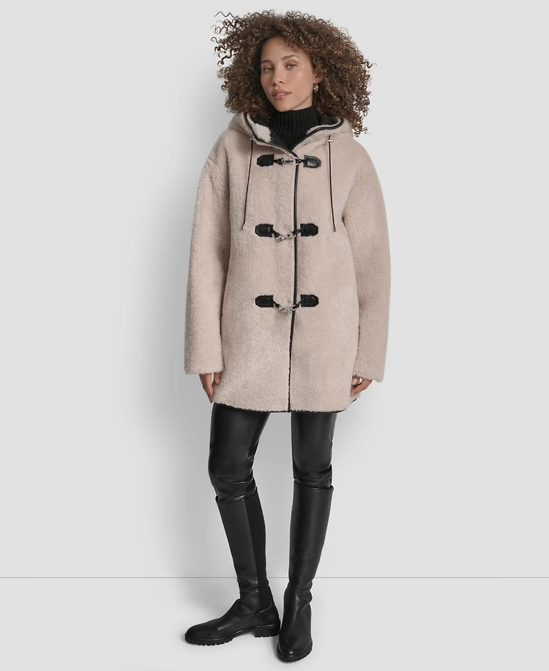 Dkny Petite Hooded Toggle Coat