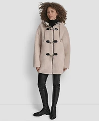 Dkny Petite Hooded Toggle Coat