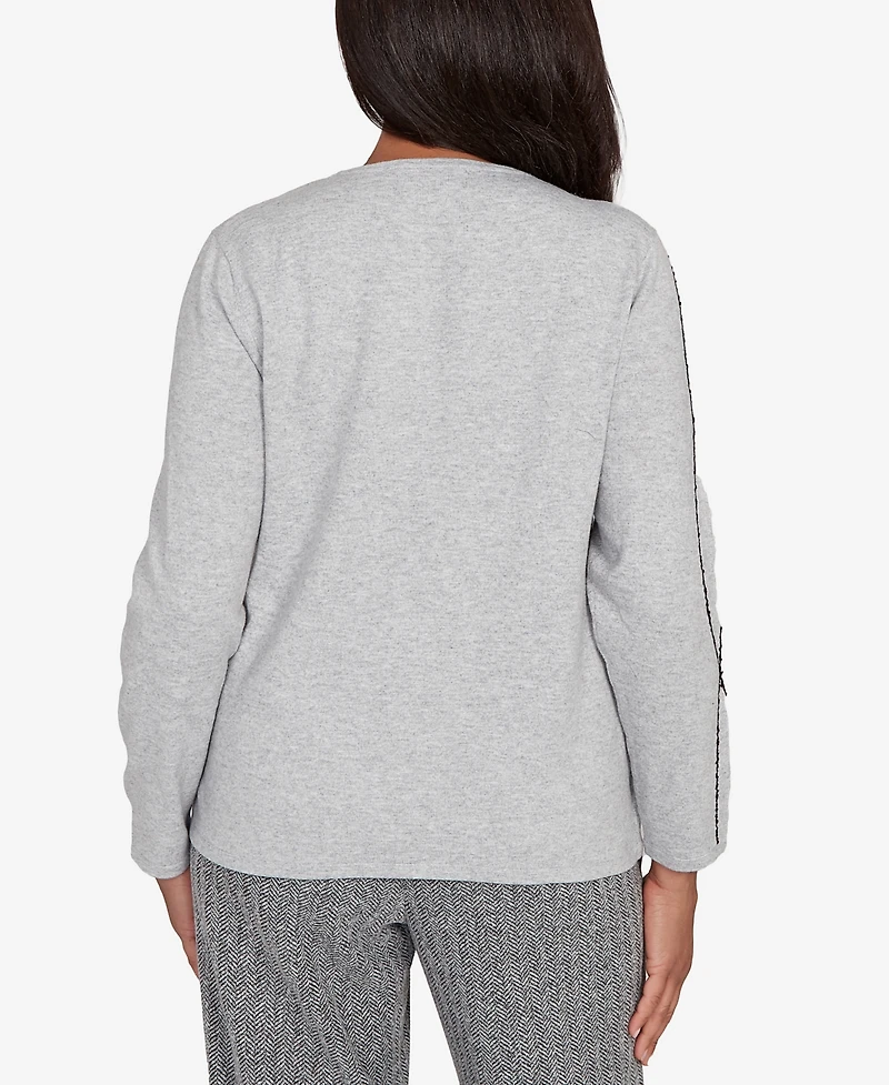 Alfred Dunner Jet Setter Abstract Cording Sweater