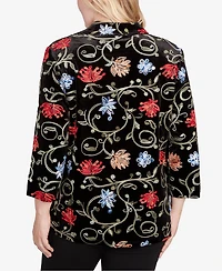 Alfred Dunner Jet Setter Rich Velvet Floral Two One Top With Necklace