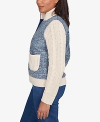 Alfred Dunner Sunset Canyon Sweater Ribbed Quilted Jacket