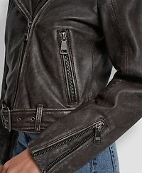 Dkny Jeans Women's Leather Asymmetrical Zip-closure Moto Jacket