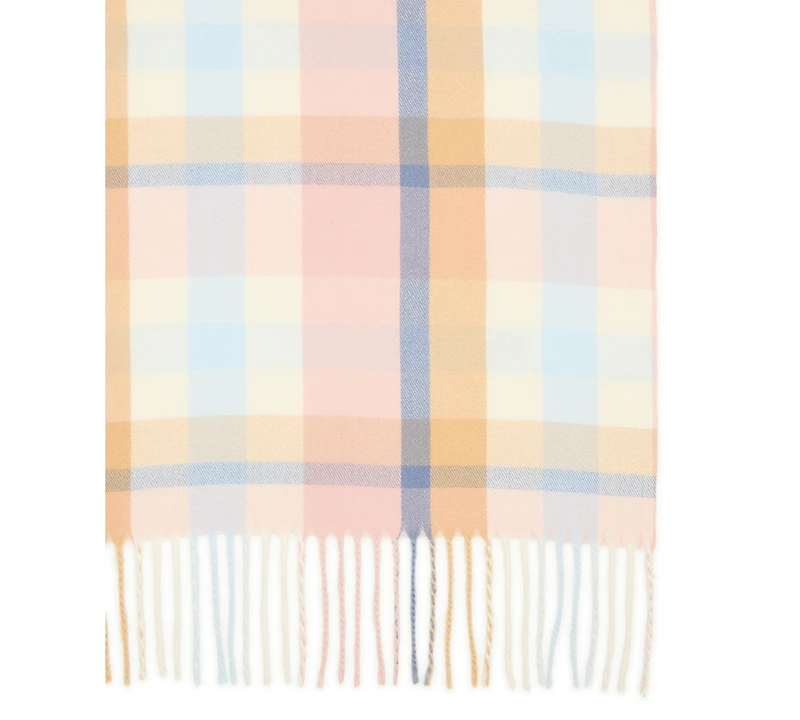 Steve Madden Women's Color Blocked Out Plaid Fringe Scarf