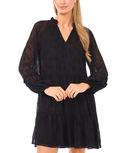 Msk Women's Jacquard Long Sleeve Dress
