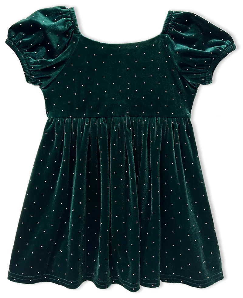 Blueberi Boulevard Baby Girls Stretch Velvet Dress