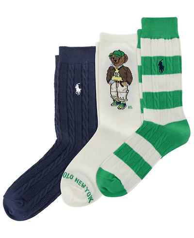 Polo Ralph Lauren Women's 3-Pack Polo Bear Sock Set